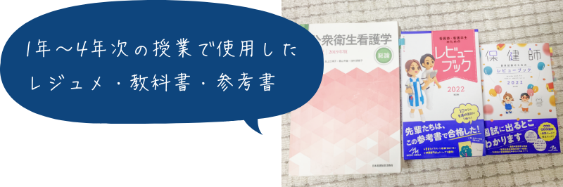 1年～4年次の授業で使用したレジュメ・教科書・参考書