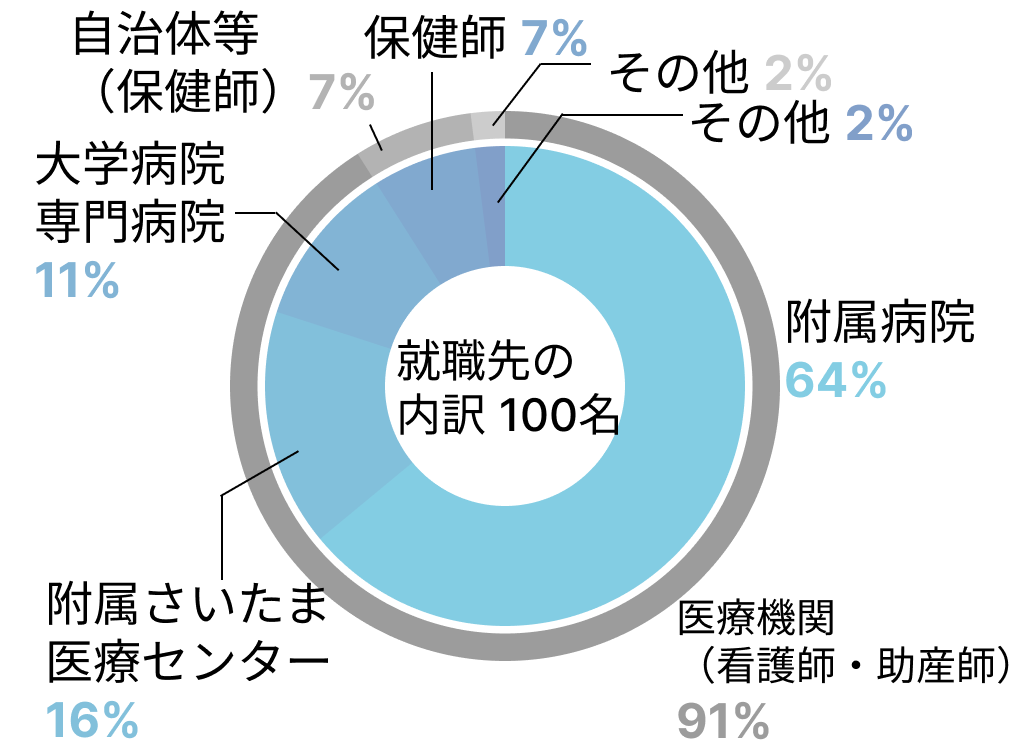 就職先の内訳 100名