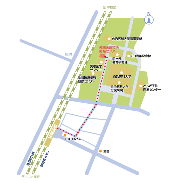 JR自治医大駅へのアクセス