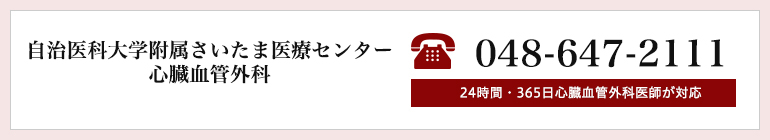 自治医科大学附属さいたま医療センター 心臓血管外科 048-647-2111 24時間・365日心臓血管外科医師が対応